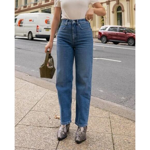 Everlane The Way High Distressed Denim High-Rise Straight Leg Jeans 24 R - Picture 2 of 16